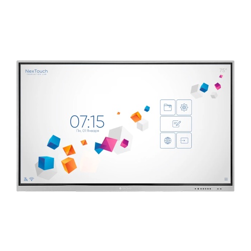 Интерактивная панель [IFPKV1INT75] Nextouch [NextPanel 75S] 75", 3840x2160 60 Hz, ИК, 20 касаний, 400 кд/м2, 1200:1, 8GB DDR4 + 64GB, Android 9, 2x16 Вт + 15Вт, камера 13Мп, микрофон, пульт ДУ, 2 стилуса от магазина 